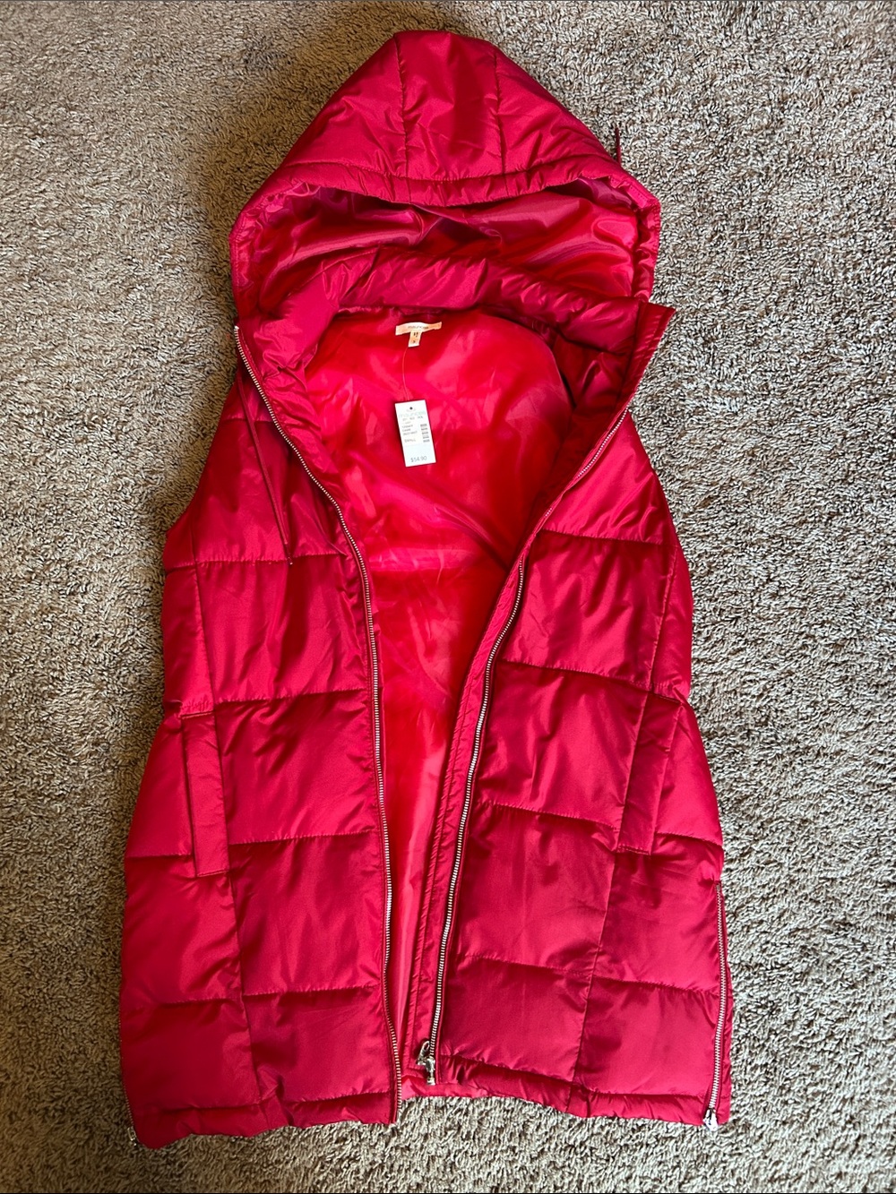 Maurices Red Quilted Hooded Puffer Vest